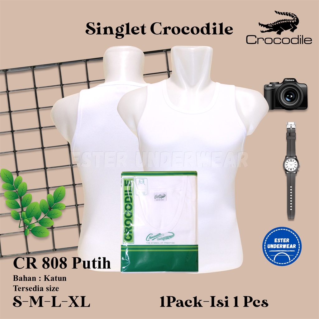 Kaos Singlet Pria CROCODILE CR 808 PUTIH ISI-PCS