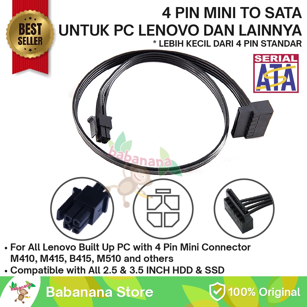 Atx 4 pin mini to sata lenovo ssd hdd cable 510S 510A M410 M415 M610