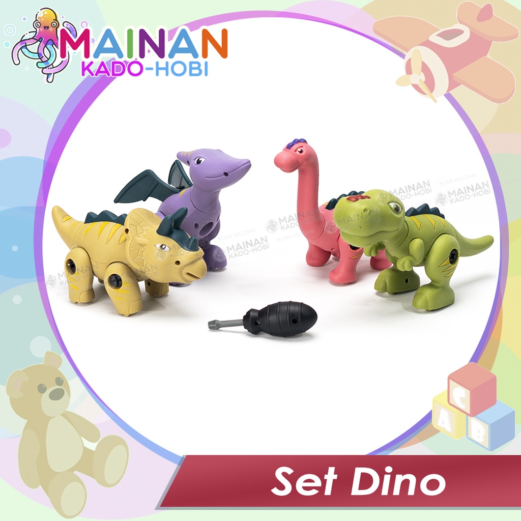 SET HADIAH MAINAN EDUKASI ANAK LAKI MINIATUR DINOSAURUS DIY ASEMBLE