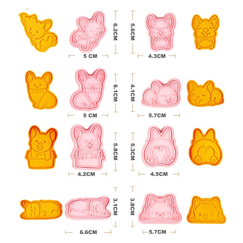 Mi.more 8Pcs / set Cetakan Kue / Biskuit Bentuk Kartun Hewan Hutan / Gajah / Singa / Lebah / Kupu-Kupu 3D Untuk Alat Dapur