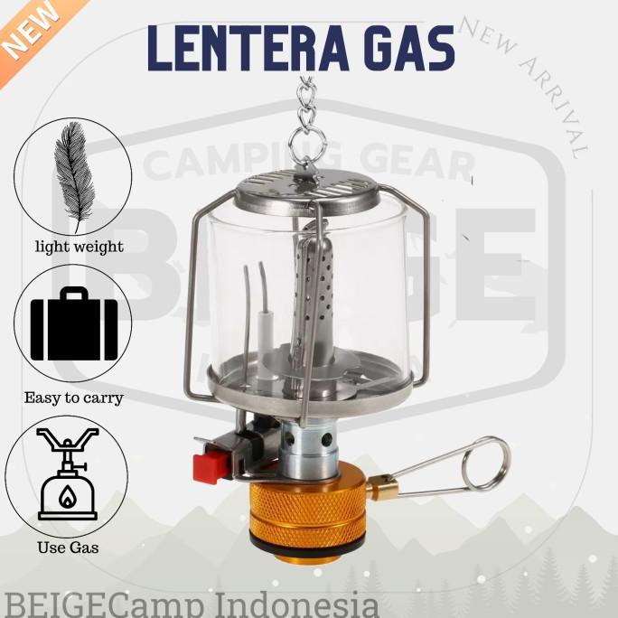 BEIGE - Lentera gas outdoor lampu gas camping ultralight petromak