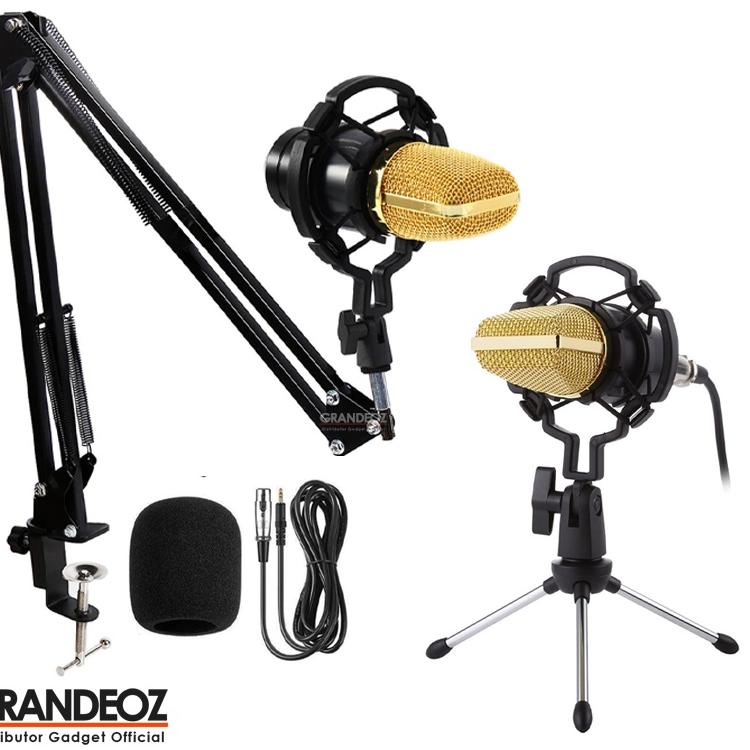 ✺ TaffSTUDIO BM 700 Mikrofon 3.5mm Kondenser Studio dengan Shock Proof USB Mount BM700 Mic BM-700 Co