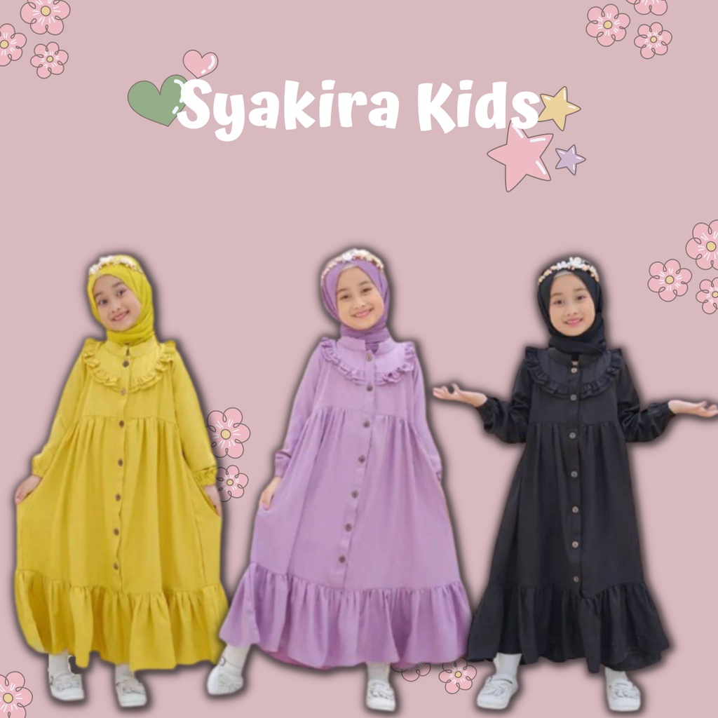 SYAKIRA KIDS Gamis Anak Perempuan Terbaru 2023 / Gamis Anak Crinkle Airflow / Dress Anak Perempuan 10 Tahun / Baju Muslim Couple