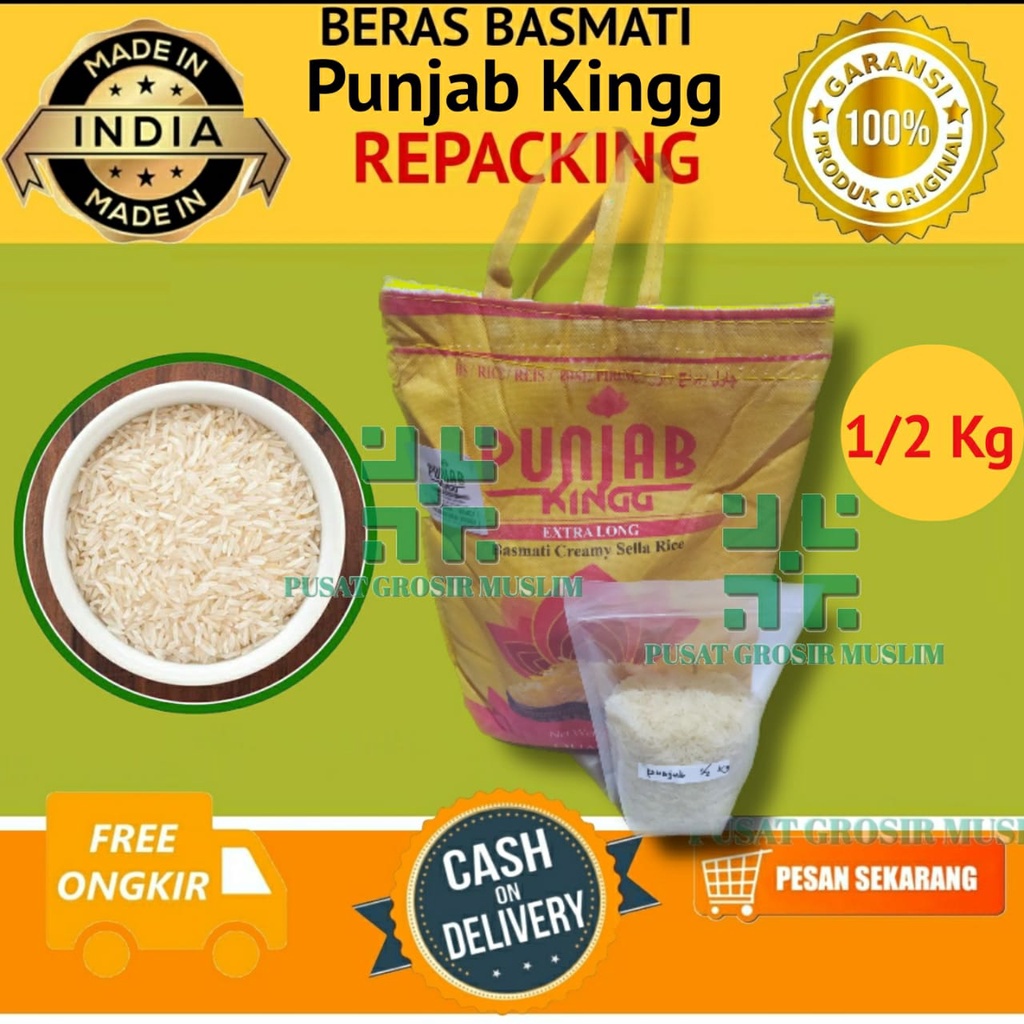 Beras Basmati Punjab Kingg 1/2kg 0,5kg 0,5 kg 500gr Dijamin Ori atau Uang Kembali!!!