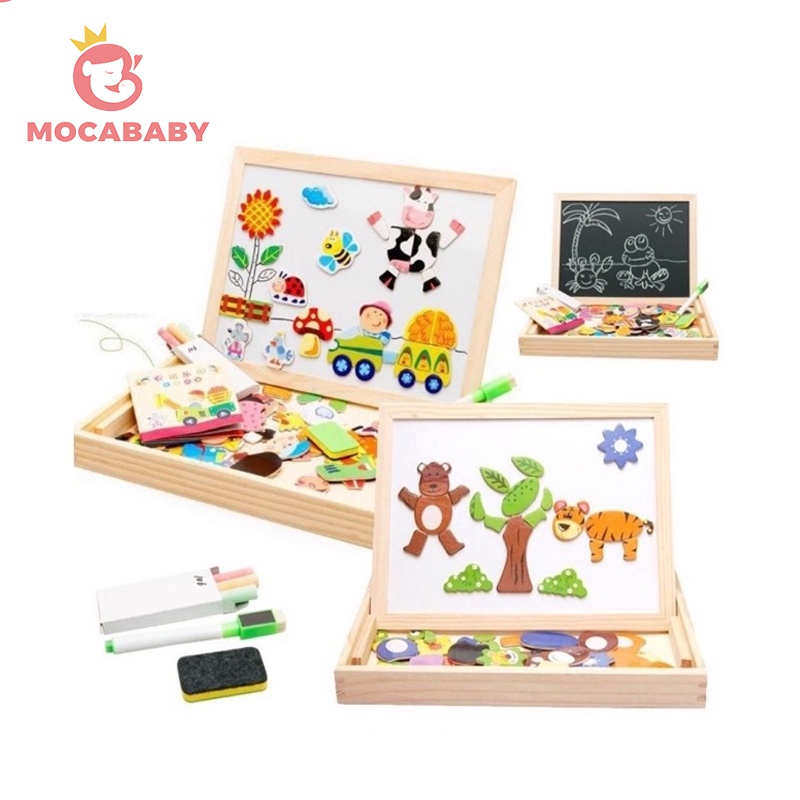 Mocababy Educational Magnetic Puzzle Board 100 Pcs Mainan Papan Tulis Anak Mainan Bayi