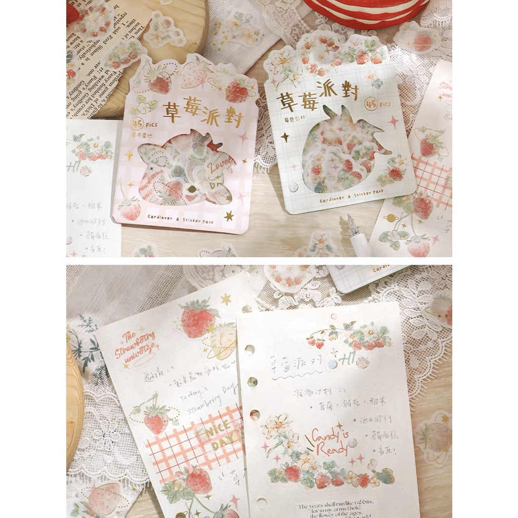 15pcs Deco Sticker Tumblr Scrapbooking Book Journal Yellow Autumn Flower strawberry cake dessert Sunflower PVC15