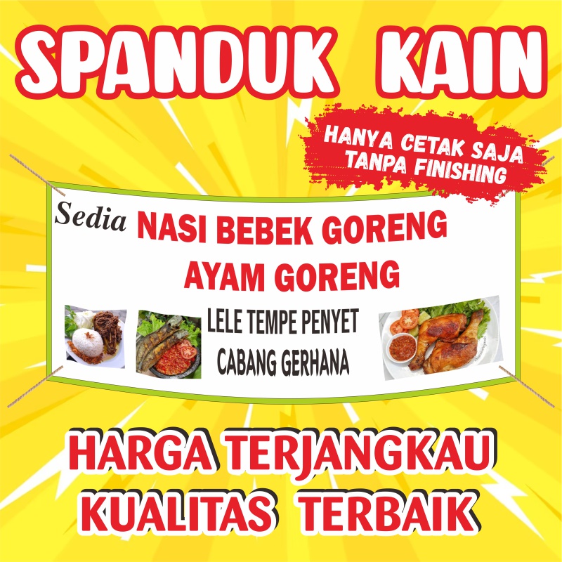 Cetak Spanduk Kain Satin TC Custom TERMURAH