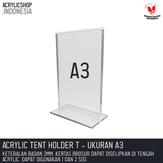 

Terbaru !!! Akrilik Tempat Brosur A3/Acrylic Tent Card Holder Stand 2Sisi A3 Typet