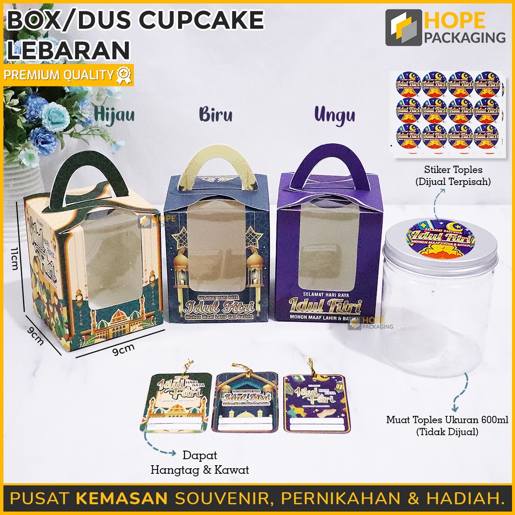 [ isi 5 PCS ] Box / Dus Cupcake lebaran + hang tag  / Gable Box Hampers Kue Kering / hampers / idul fitri / Iedmubarak