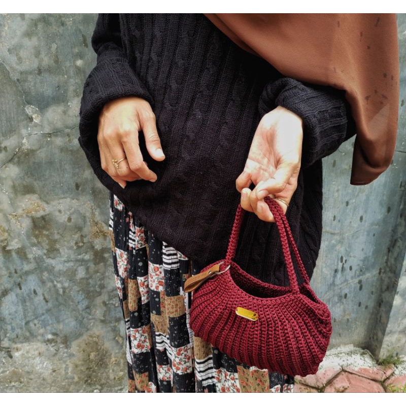 tas jinjing mini / handbag rajut / top handle bag rajut pesta / hand bag rajut