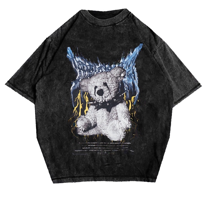 OverSize 20s T-Shirt Wash  “Thunder Light Bear Satan”