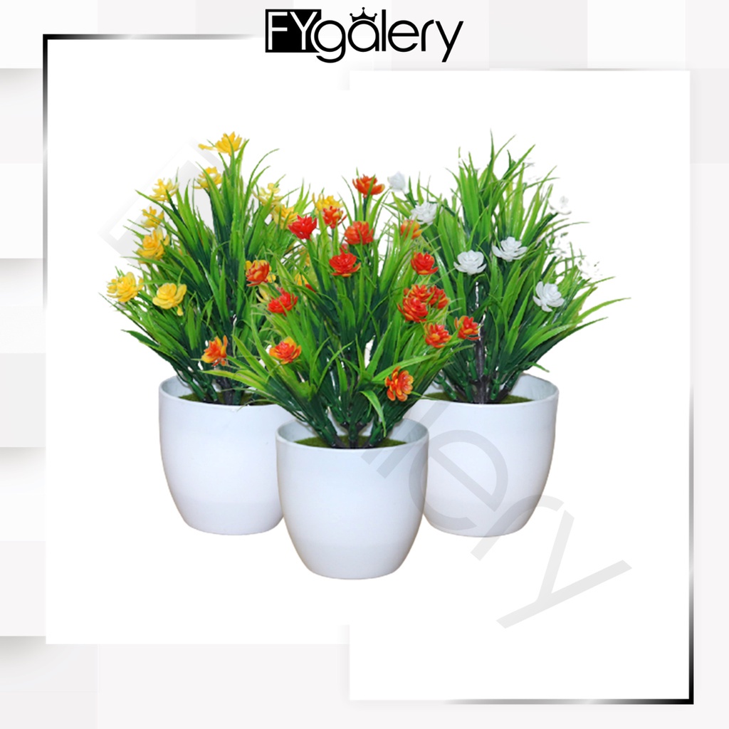 FYGALERY PT39 Pot Tanaman Hias Bunga Hias Plastik Ornamen Pot Bongsai Artificial Flower Decoration