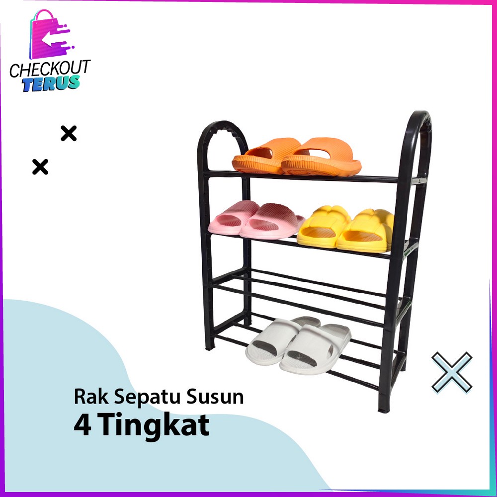 CT C807 Rak Sepatu Sandal 4 Tingkat Penyimpanan Multifungsi Shoe Rack Rak Susun Portable Plastik Tempat Sepatu Home Organizer