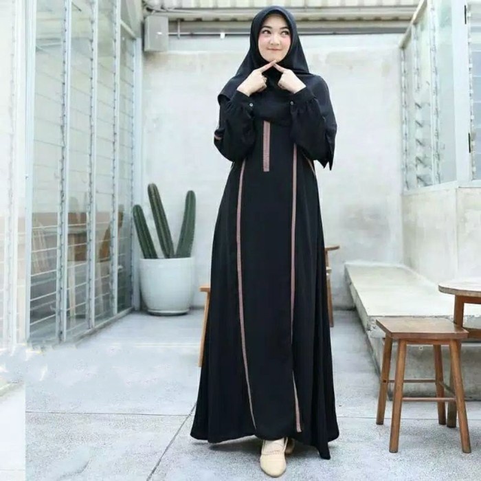Gamis Abaya Turkey Hitam Busui Turki Basic Simpel Polos baju gamis wanita te(P9P5) Abaya Hitam Turke