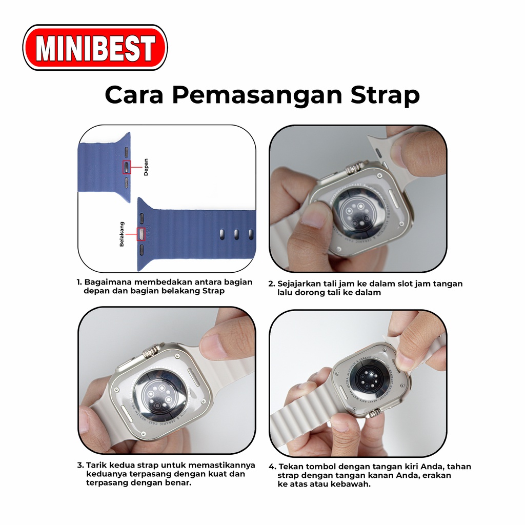 [MB] Strap Watch Silicone Rubber Series 1 2 3 4 5 6 7 8 Premium Strap Sport Smartwatch