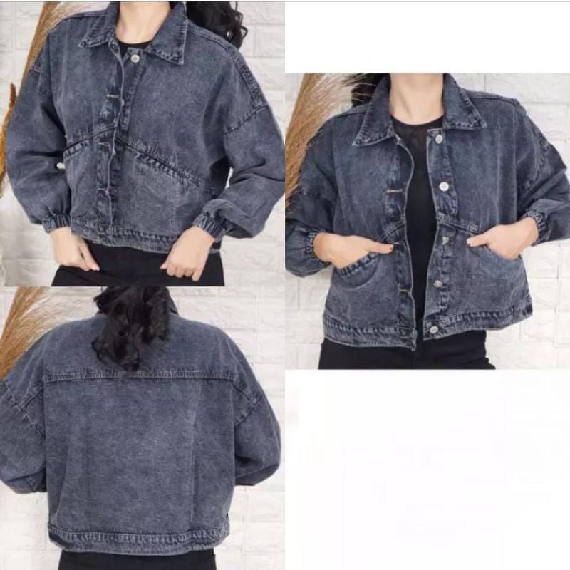 VINTAGE OVERSIZE JACKET JEANS OVERSIZE WANITA KEKINIAN JAKET DENIM OVERSIZE LENGAN KARET BALON VINTAGE CROP JEANS JUMBO CEWEK TERBARU TERLARIS VINTAGE OVERSIZE JACKET