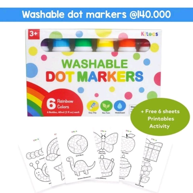 Kitecs dot marker washable painting magic marker 2+
