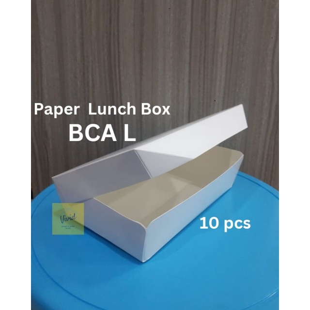 Paper Lunch Box Putih L - Kotak Makan Kertas - Merk BCA - isi 10 pcs
