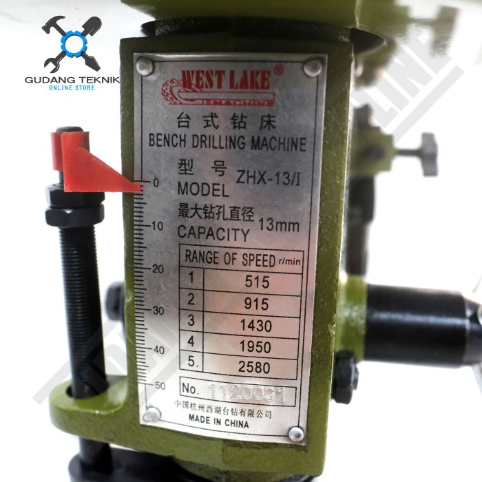 Mesin Bor Duduk Listrik 1Phase 13mm ZHX-13-I WESTLAKE / Bench Drill Bor Kayu Aluminium 1P 13 mm ZHX13-I WESTLAKE