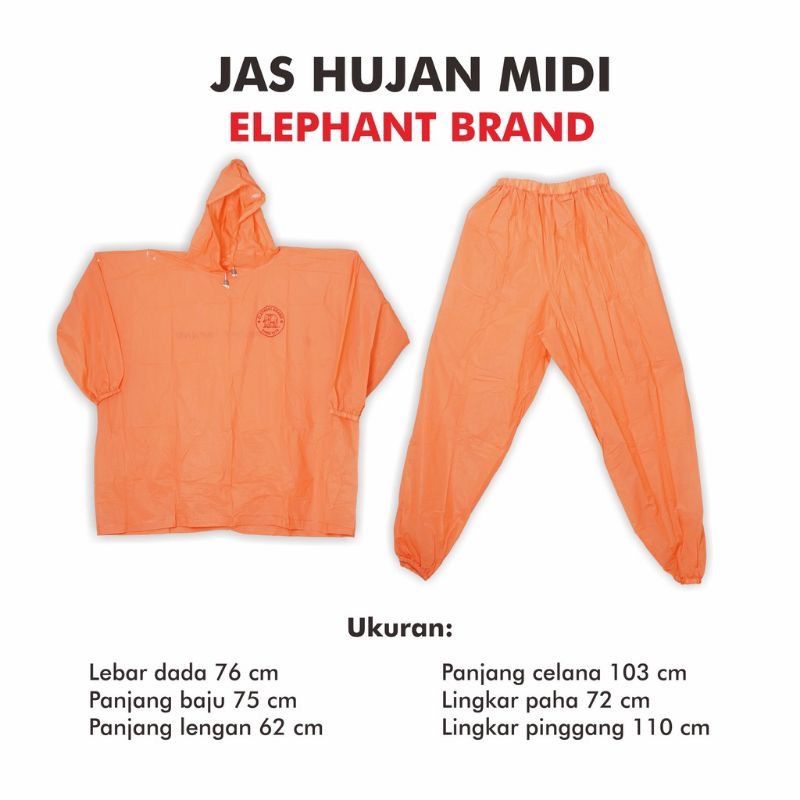 Jas Hujan MIDI Jaket Celana Traveling ElephantBrand Jas Hujan Wanita Pria