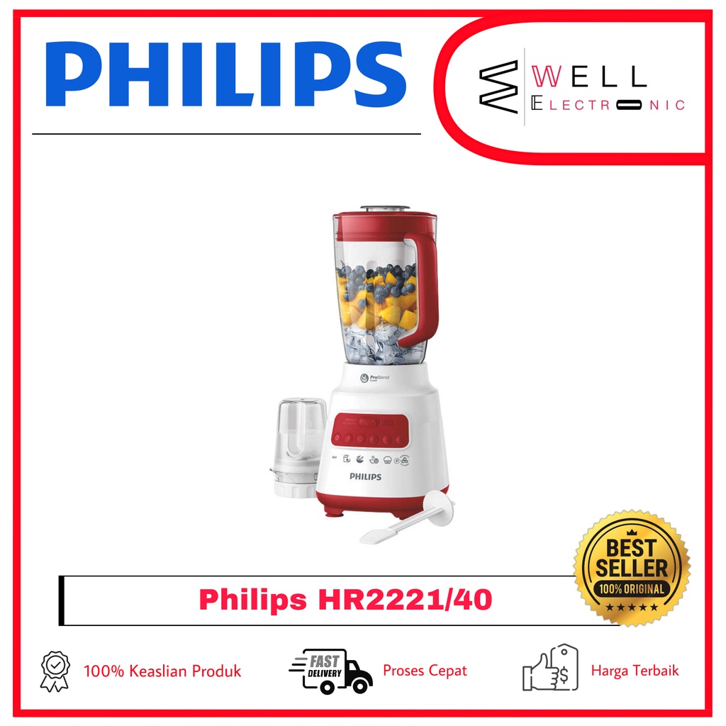 PHILIPS BLENDER PLASTIK/MIKA 2L HR2221/00 HR221/30 HR2221/40  HR 2221