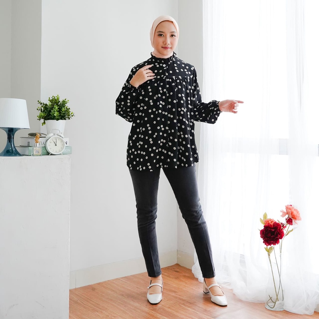 ATASAN KEMEJA WANITA POLKADOT KECIL/BLOUSE DAISY MUSLIM