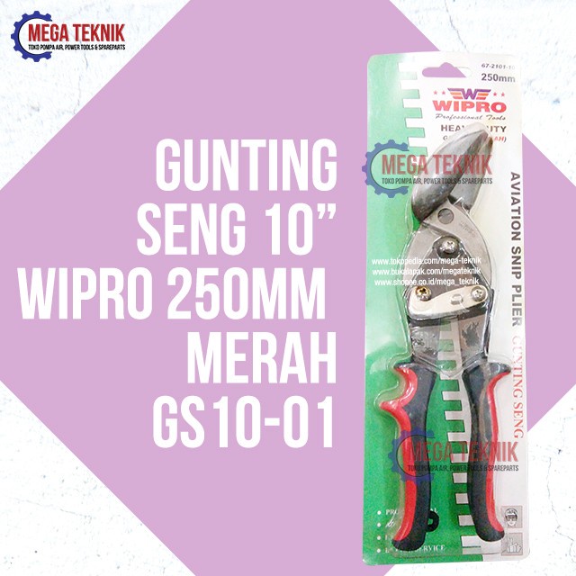 

------] Gunting Seng Galvalum Heavy Duty 250mm Wipro GS10-01 Merah 10" inch