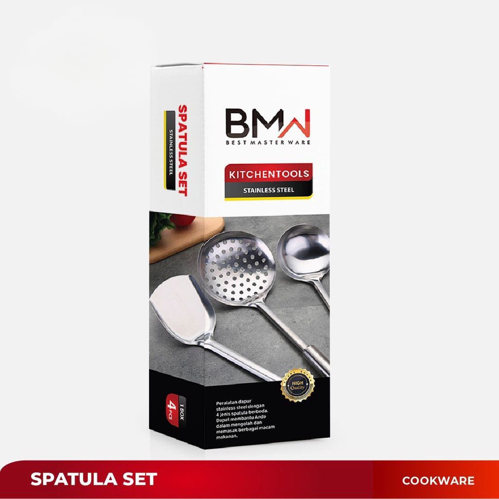 SPATULA SET STAINLESS STEEL 4 IN 1 ALAT MASAK ISI 4 PCS SPATULA STAINLESS 4 IN 1