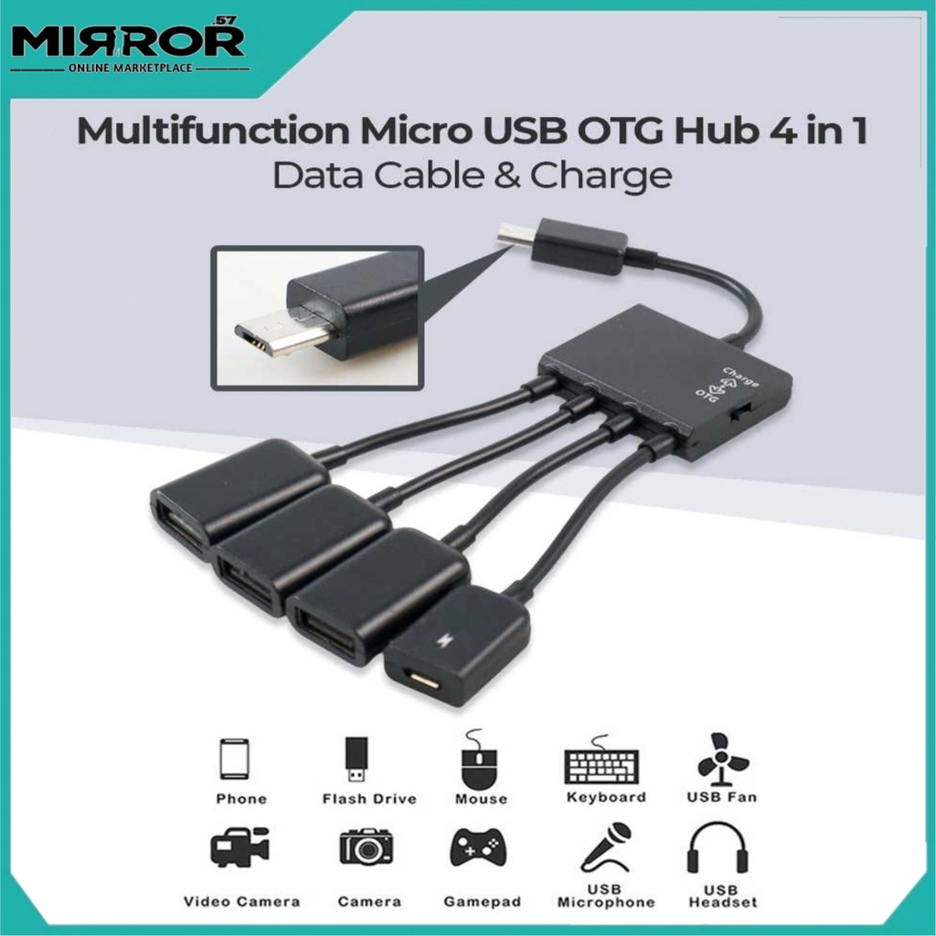 Kabel OTG Micro USB OTG Hub 4 in 1 Data Cable &amp; Charge Multifunction