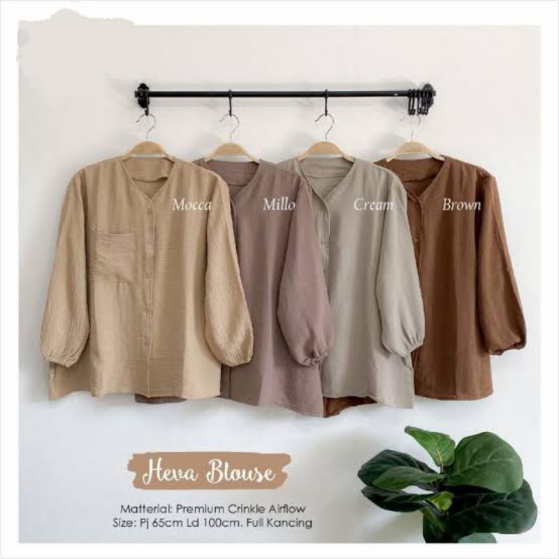 KEMEJA RAYON CRINKLE AIRFLOW  LENGAN KERUT blouse wanita TERLARIS