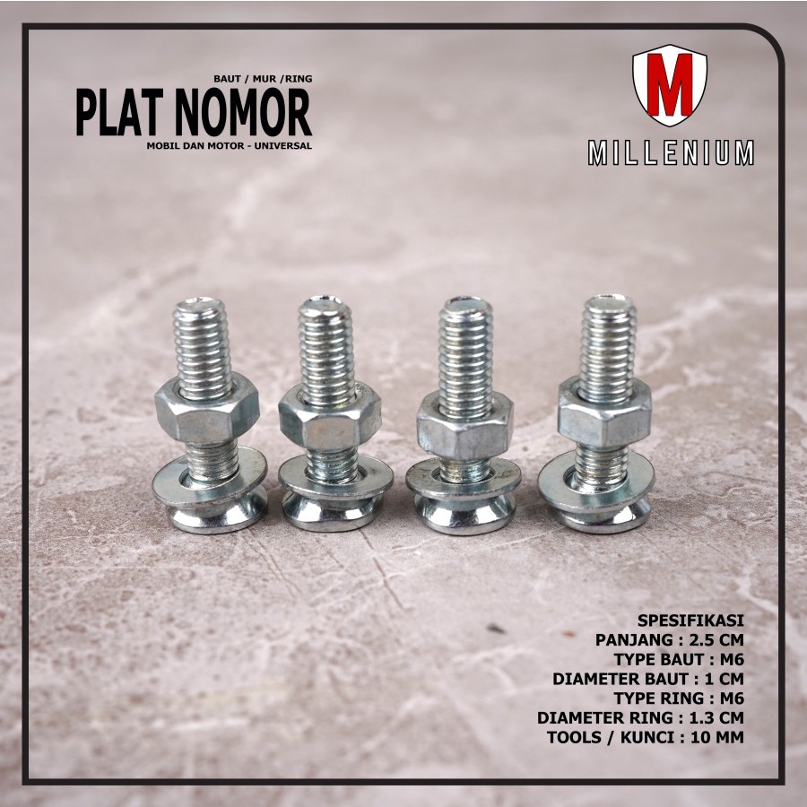 SET BAUT RING MUR PLAT NOMOR MOTOR MOBIL 1PCS