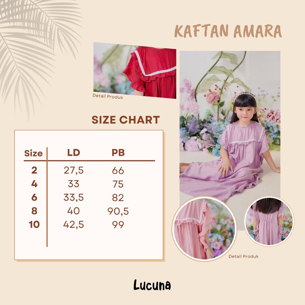 Kaftan Anak Amara Lucuna Junior Warna Navy Size 2-10 TH