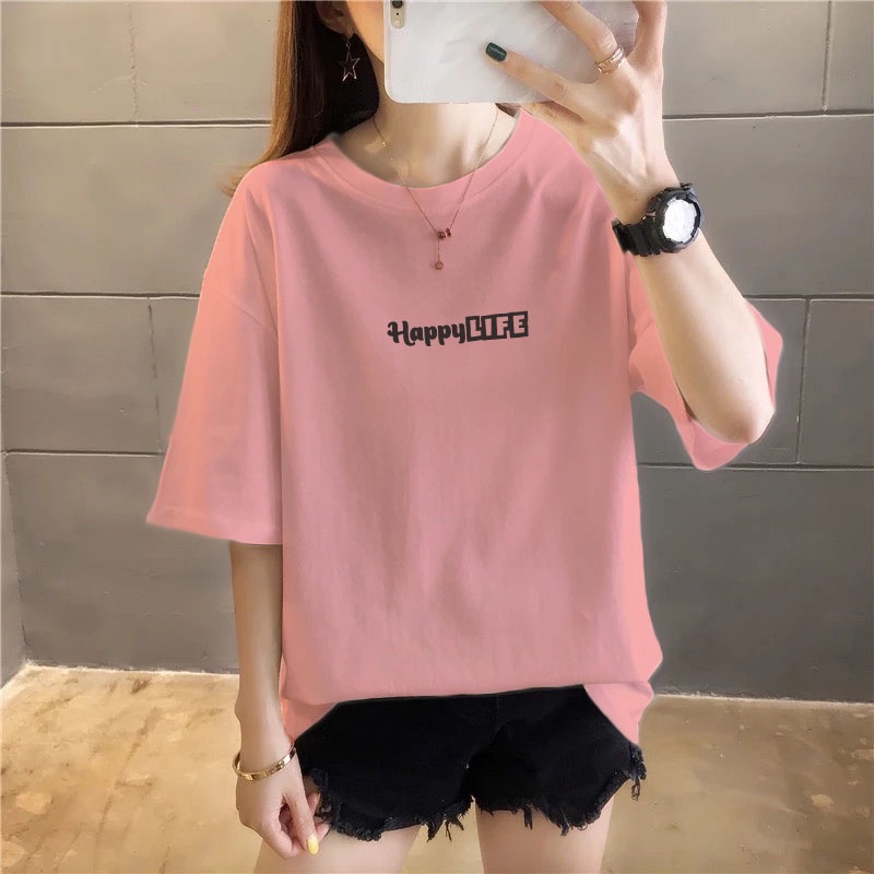 YOURSTYLE1119 - KAOS HAPPY LIFE KEKINIAN TERLARIS KEREN UNISEX OVERSIZE