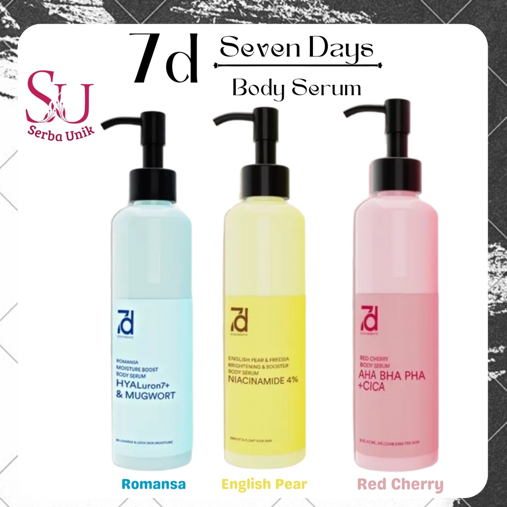 Seven Days Body Serum | Pear &amp; Feersia Brightening Booster | Romansa Moisture Boost | Red Cherry 250ml