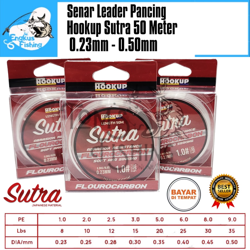 Senar Leader Pancing Hookup Sutra 50 M (0.23mm - 0.50mm) Clear Murah - Engkus Fishing