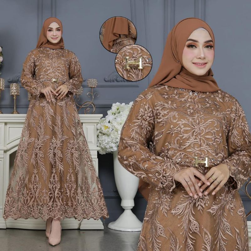 Gamis Tile Zahra Busui Frendly Kombinasi Payet Mutiara Modern/ Gamis/ Gamis Kondangan/ Gamis Tile/ Gamis Brokat/ Gamis Pesta/ Gamis Seragaman/ Gamis Mutiara/ Gamis Busui Frendly