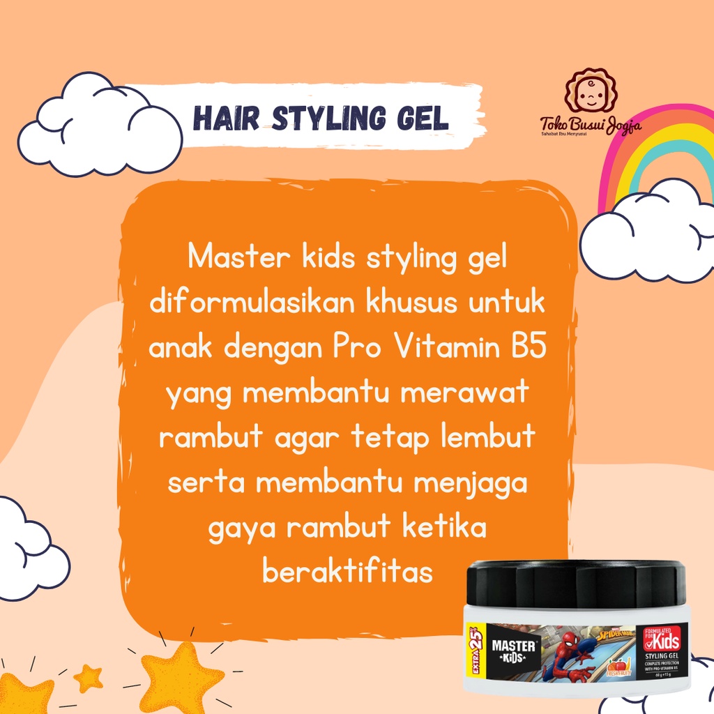 Master Kids Hair Styling Gel Jel Jelly Spray Cologne Parfum Anak Laki Style Rambut Anak Murah