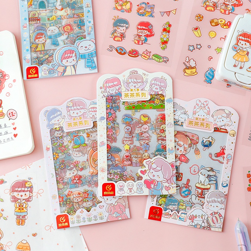 ISI 4 LEMBAR MANDOU ANIME GIRL KARTUN SERIES CUTTING STICKER DECORATIVE PACK STIKER DEKORASI JOURNAL LUCU PET TRANSPARANT UNTUK HIAS SCRAPBOOK BUKU DIARY HP HOBI JOURNALING DLL @banyak