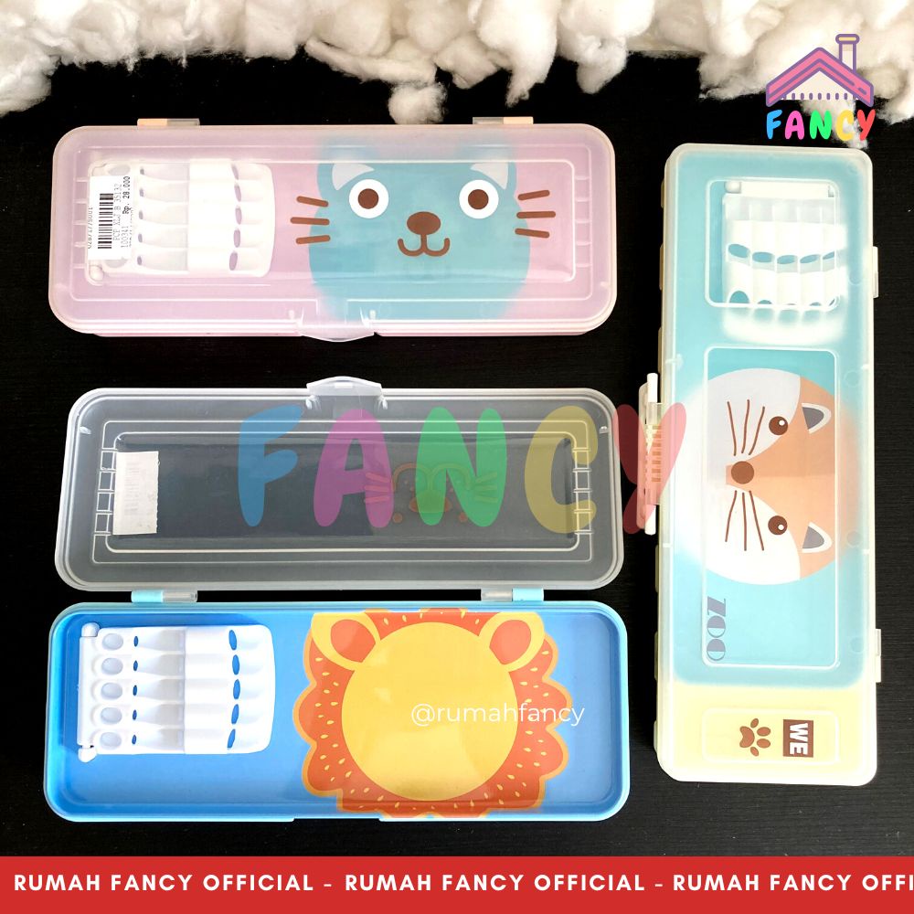

Tempat Pensil Kotak Pensil Susun Plastik + Kaleng Transparan Motif Animal Bear Lion Cute