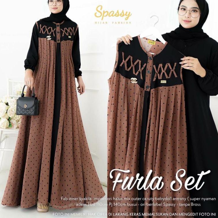 ֍ gamis outer 2 in 1 furla ukuran jumbo ld up 140 gamis populer terbaru 2022 ♪