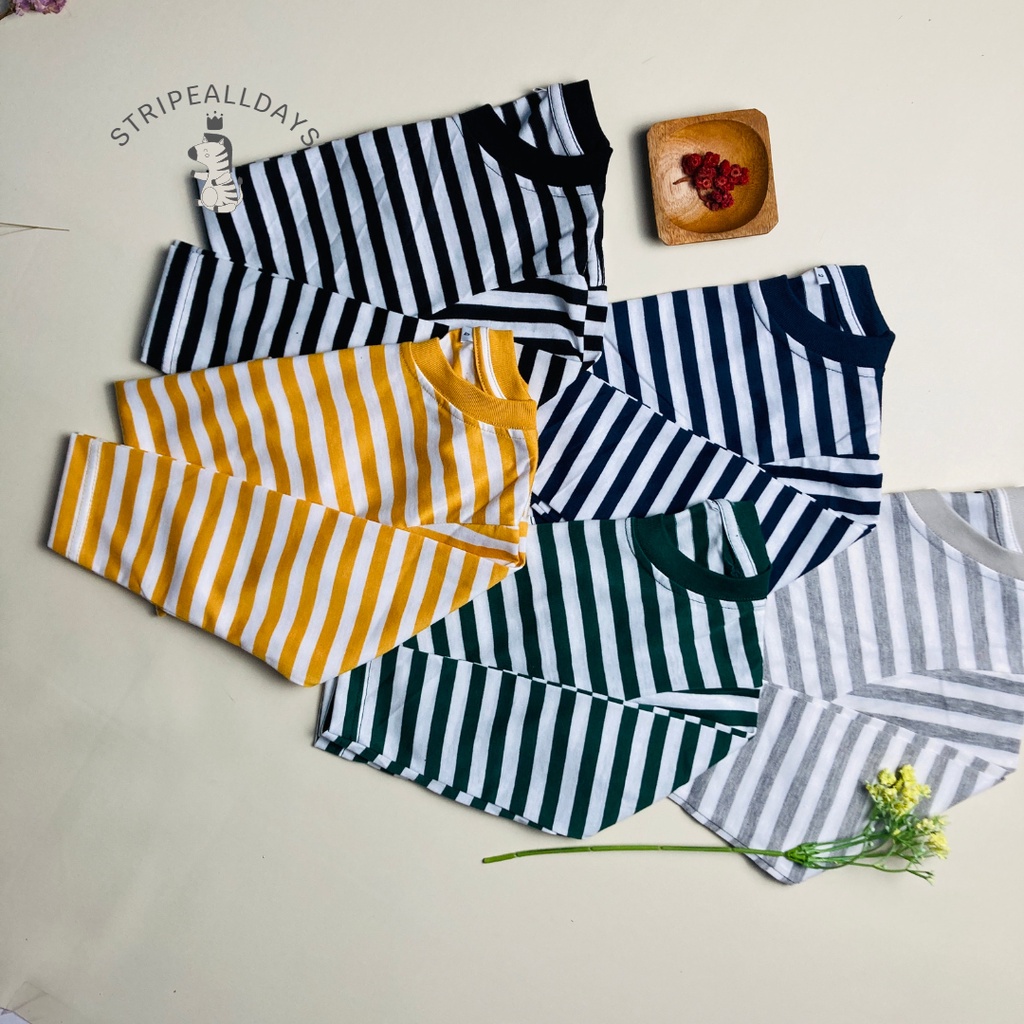 12.12 stripealldays - Kaos Anak Stripe Threeline Series / atasan baju bayi laki laki2 cowok cewek perempuan unisex lengan panjang strip setrip striped salur garis belang blaster couple / XS S M L XL  / 0 bulan 1 2 3 4 5 6 7 8 tahun katun cotton cvc 24s