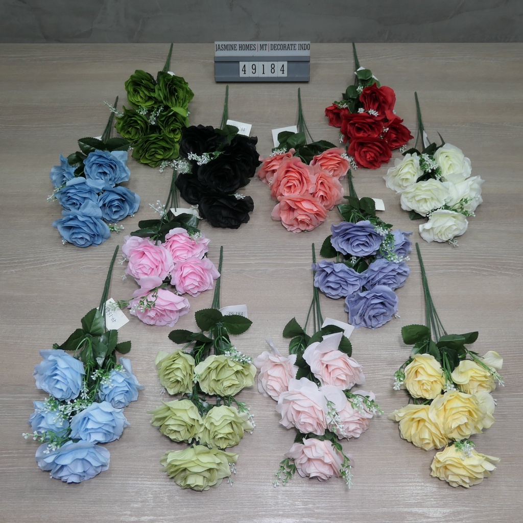 Bunga Rose Towada Mawar Jepang 5Kuntum Baby Breath 49184