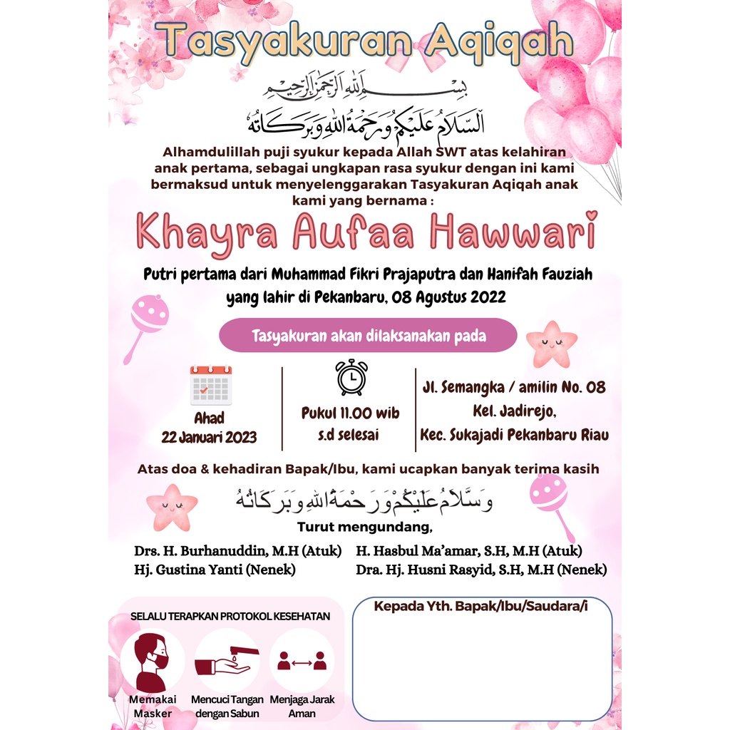 

CETAK UNDANGAN TASYAQURAN AQIQAH GLOSSY KOSTUM MURAH (WATERPROOF)