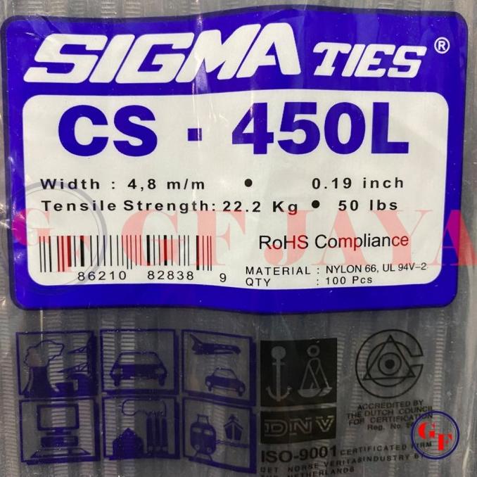 

Terbaru !!! Kabel Ties / Tis Sigma Cs 450 L / 45Cm / 45 Cm Hitam / Putih Cs450L