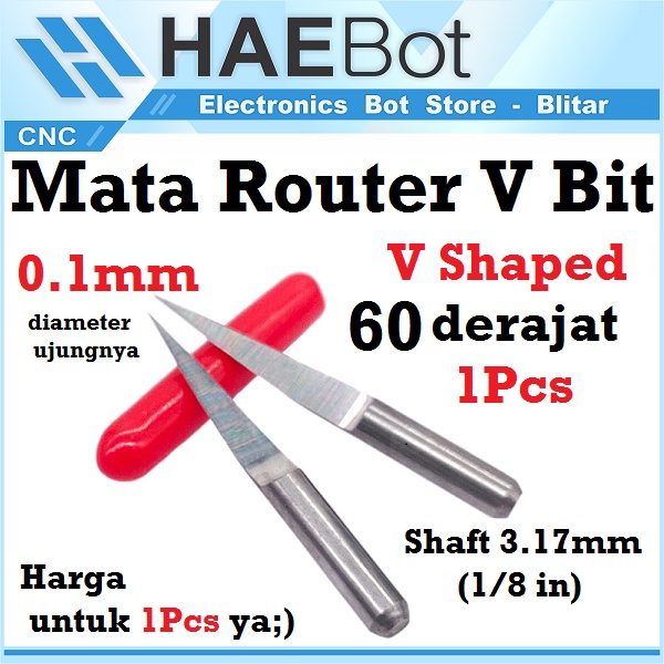 [HAEBOT] Mata Router Grafir V Bit 60 derajat 0.1mm 3.17mm PCB Acrilik Tungsten Carbide V-Shaped Pisau Ukir CNC 60 degree