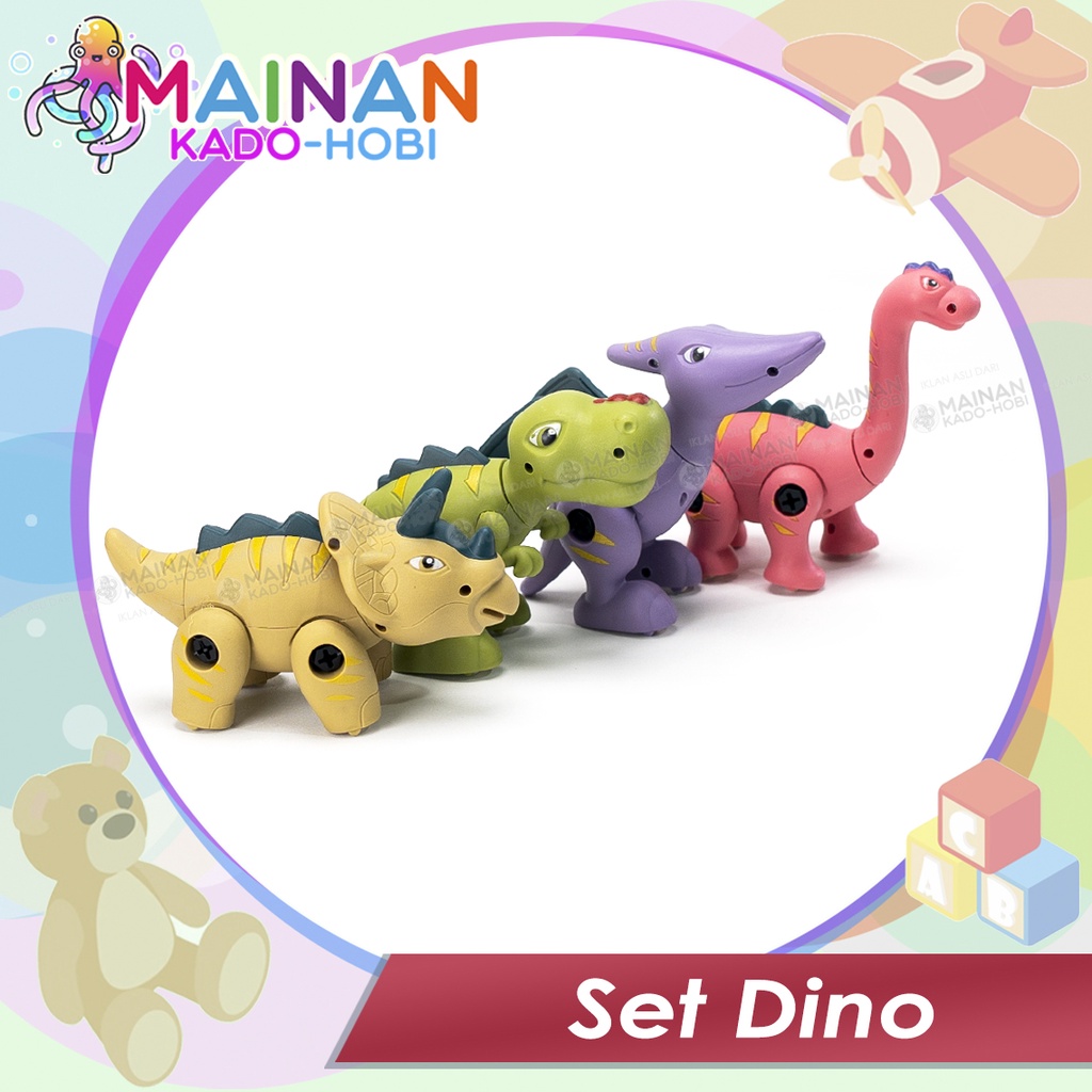 SET HADIAH MAINAN EDUKASI ANAK LAKI MINIATUR DINOSAURUS DIY ASEMBLE