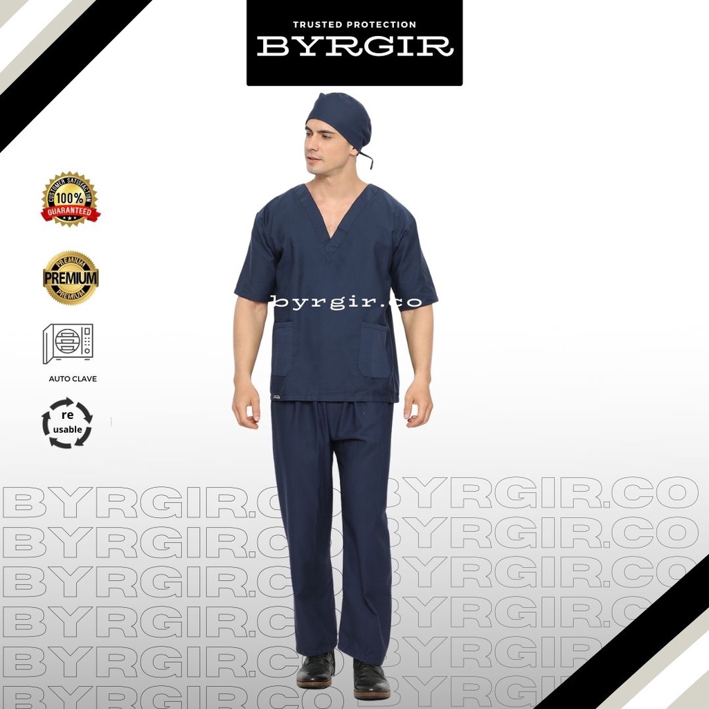 BYRGIR Baju OKA Lengan Pendek Dokter Perawat Bahan American Drill APD