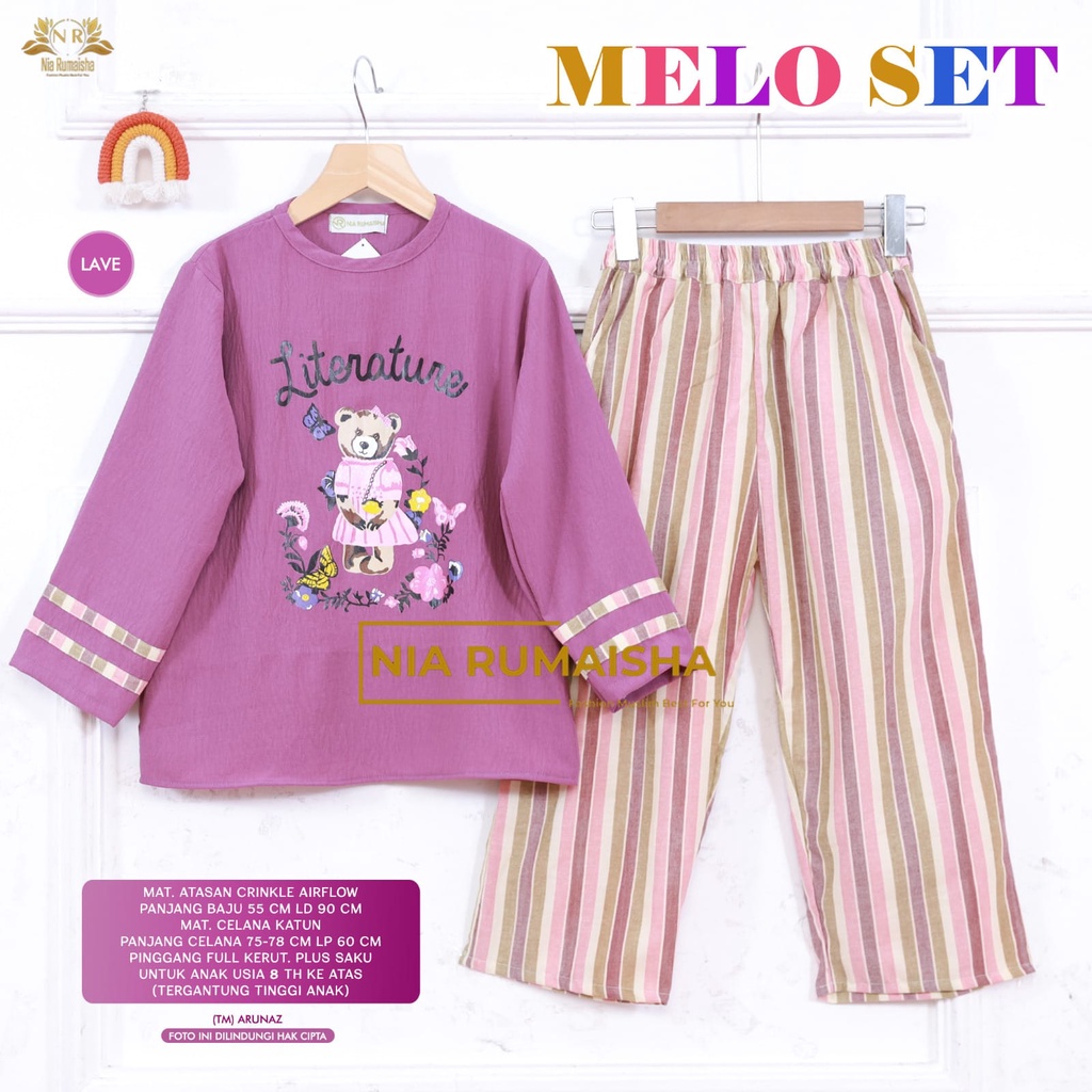 Baju Setelan Remaja Set Anak ABG Perempuan Set Kulot Katun Kekinian Mello