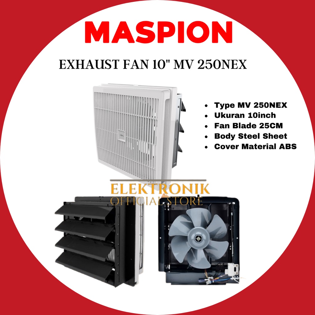 Maspion MV250NEX Kipas Angin Exhaust Dinding 10 Inch Motor Tembaga Kuat Thermal Fuse Protection NEX 