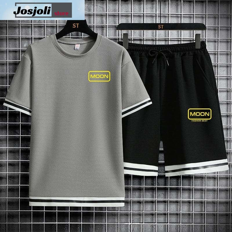 JOSJOLI_STORE/Stelan Moon/Satu Stel Atasan dan Bawahan Pria Dewasa/L XL